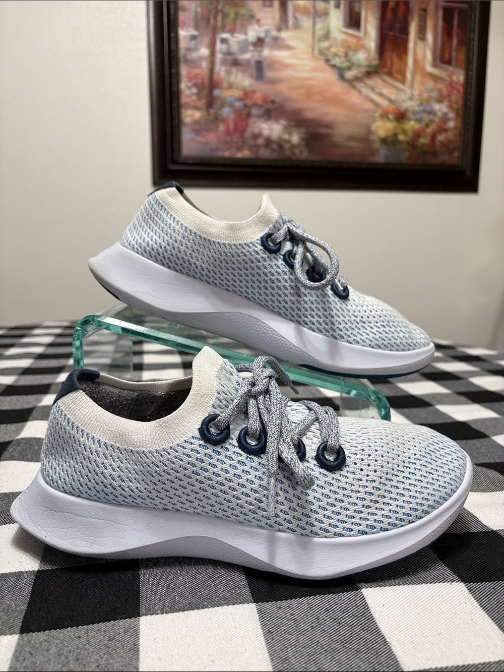 Allbirds Tree Dasher 2 Knit Sneaker Shoe Sweetfoam Women 9 Blue White Blizzard
